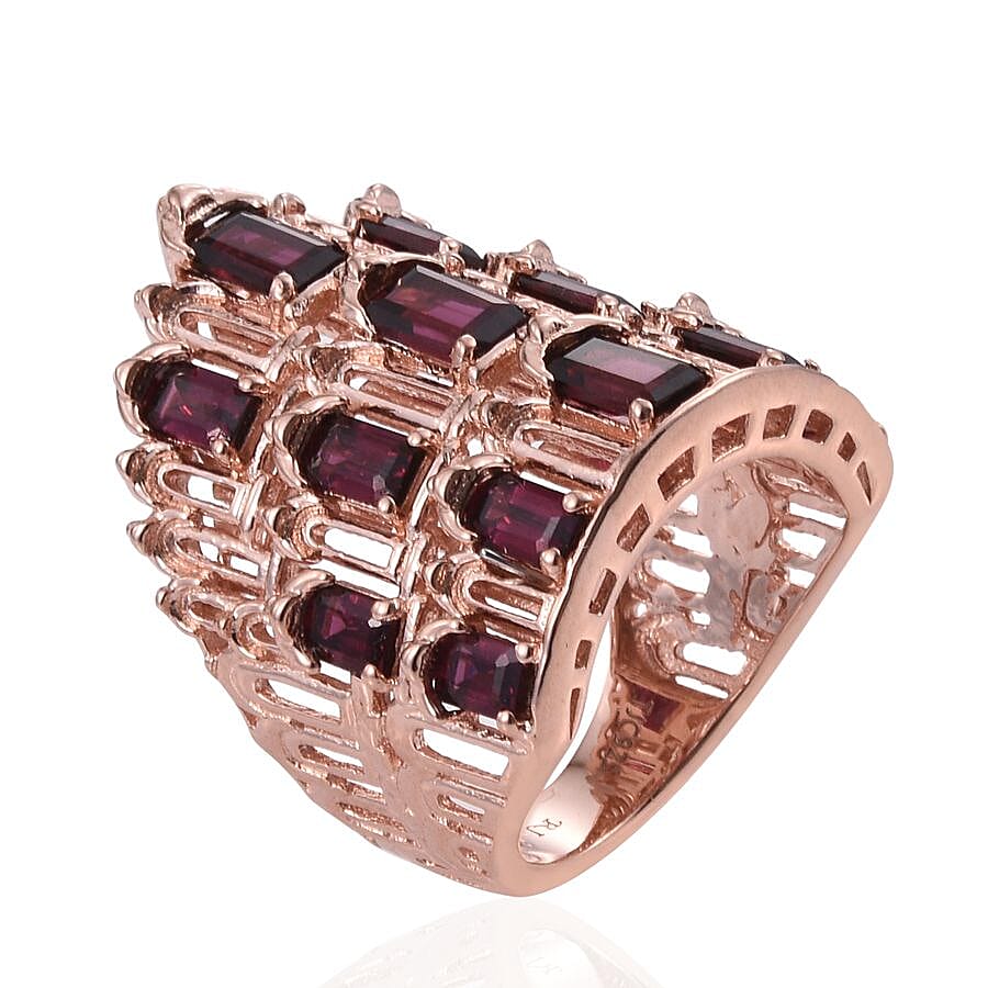 Royal Jaipur Rhodolite Garnet (Oct), Ruby Ring in Rose Gold Overlay Sterling Silver 6.000 Ct.