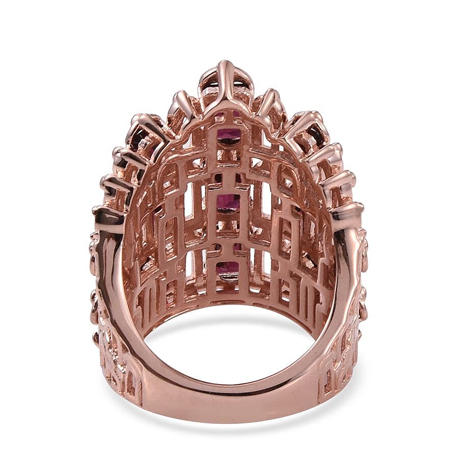 Royal Jaipur Rhodolite Garnet (Oct), Ruby Ring in Rose Gold Overlay Sterling Silver 6.000 Ct.