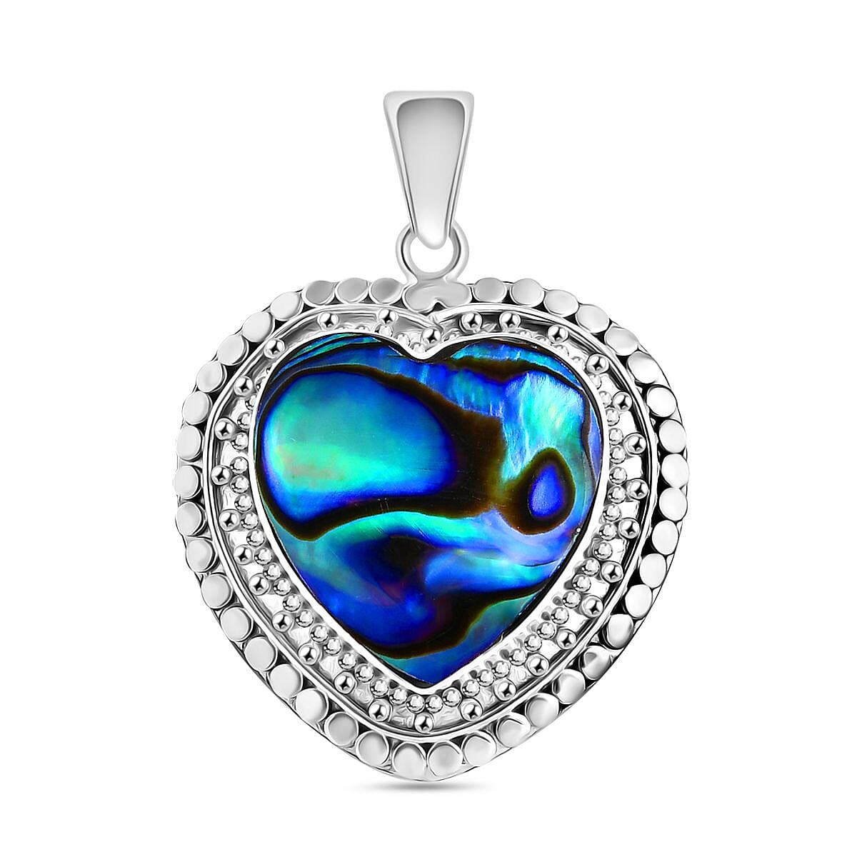 Royal Bali Collection Abalone Shell Heart Pendant in Sterling Silver 5.40 Ct.