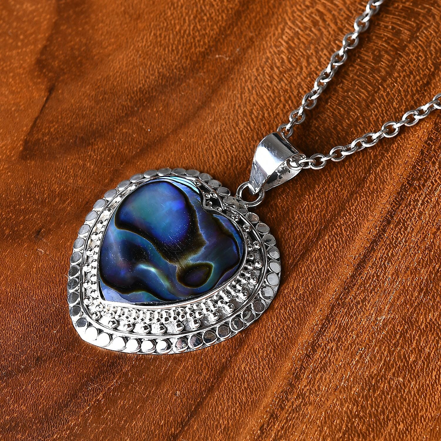Royal Bali Collection Abalone Shell Heart Pendant in Sterling Silver 5.40 Ct.