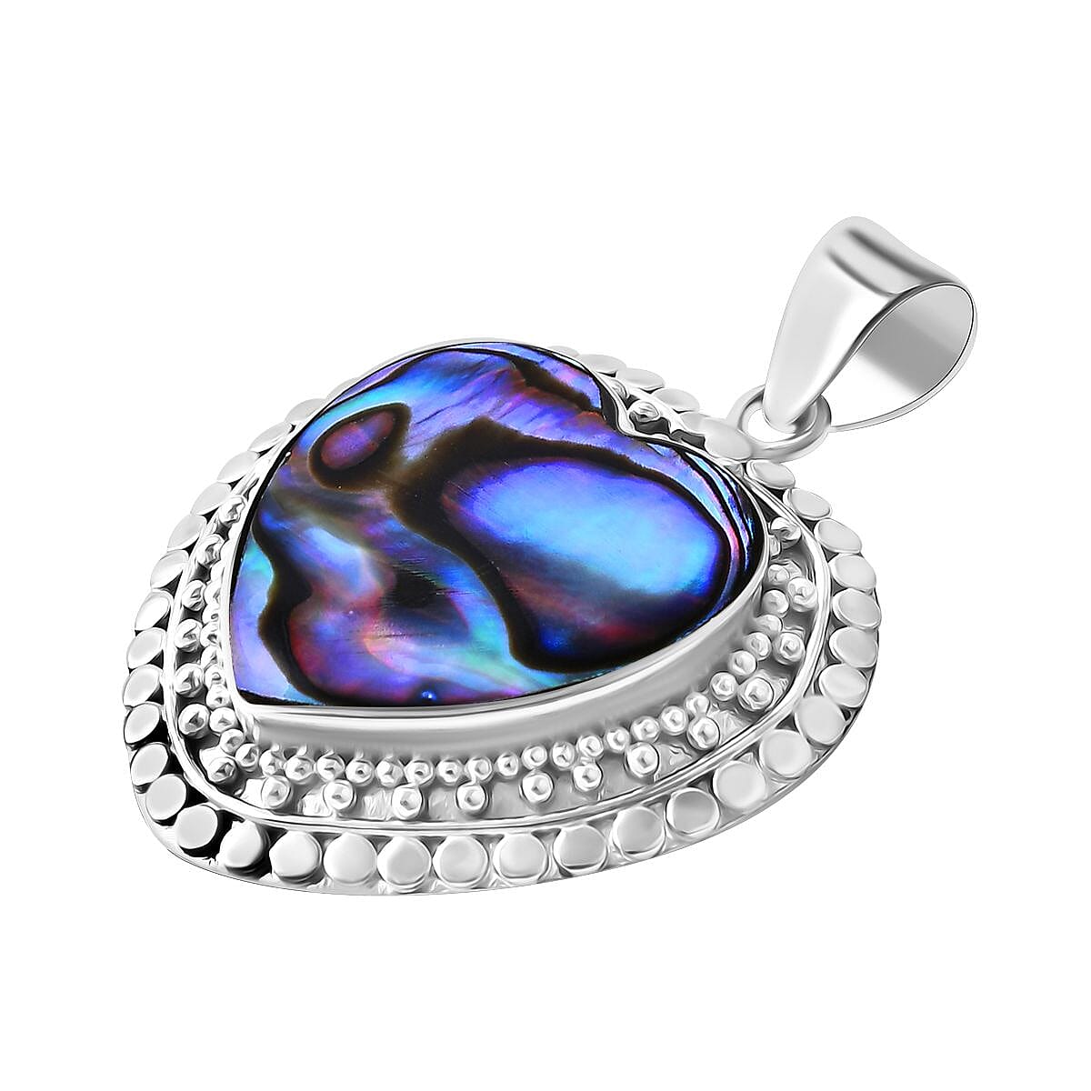 Royal Bali Collection Abalone Shell Heart Pendant in Sterling Silver 5.40 Ct.