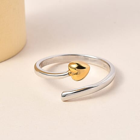 Platinum Overlay and 18K Vermeil Yellow Gold Plated Sterling Silver Adjustable Ring.