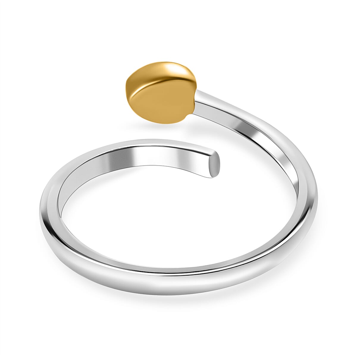 Platinum Overlay and 18K Vermeil Yellow Gold Plated Sterling Silver Adjustable Ring