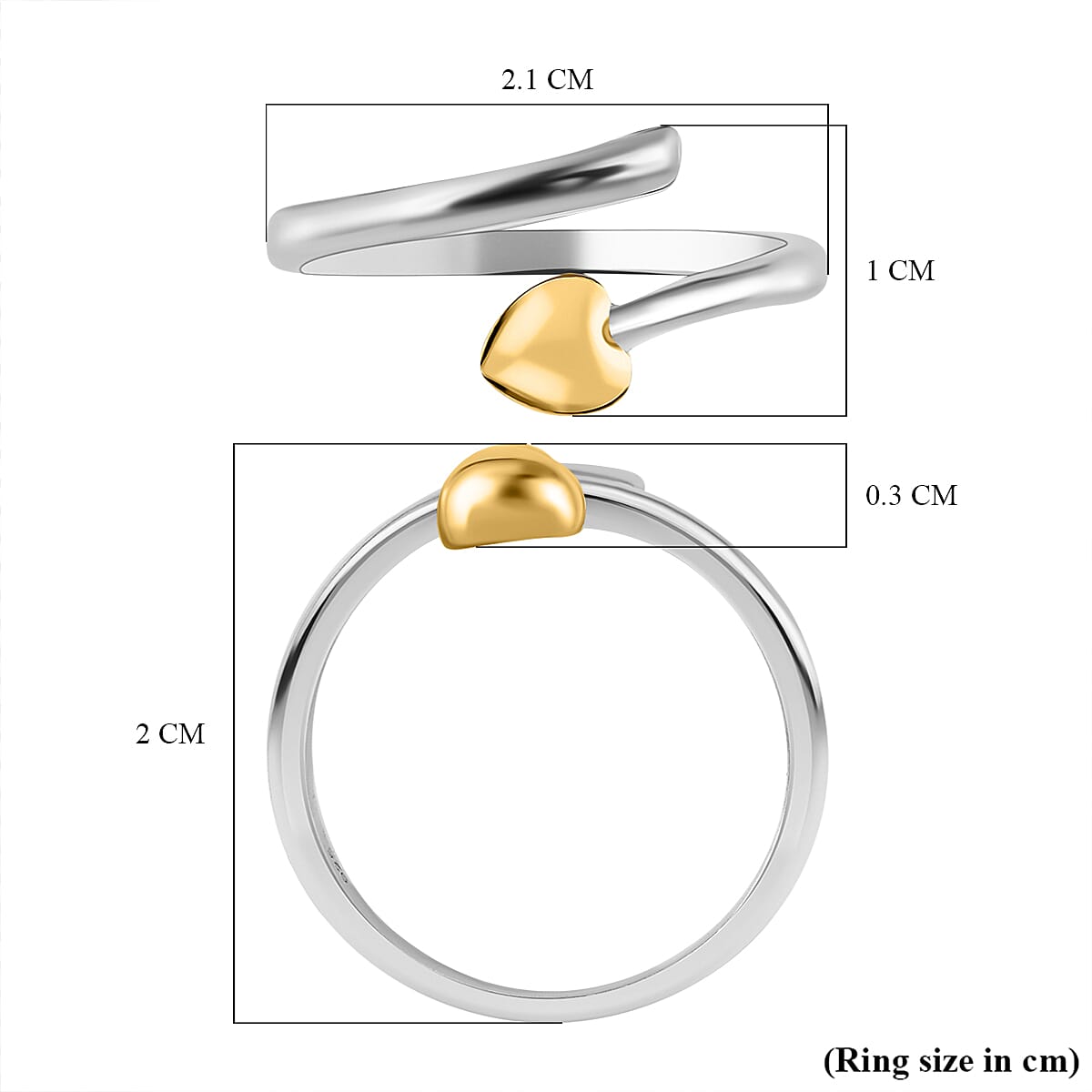 Platinum Overlay and 18K Vermeil Yellow Gold Plated Sterling Silver Adjustable Ring