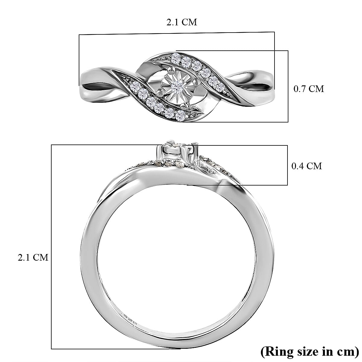 Diamond Bypass Promise Ring in Platinum Overlay Sterling Silver