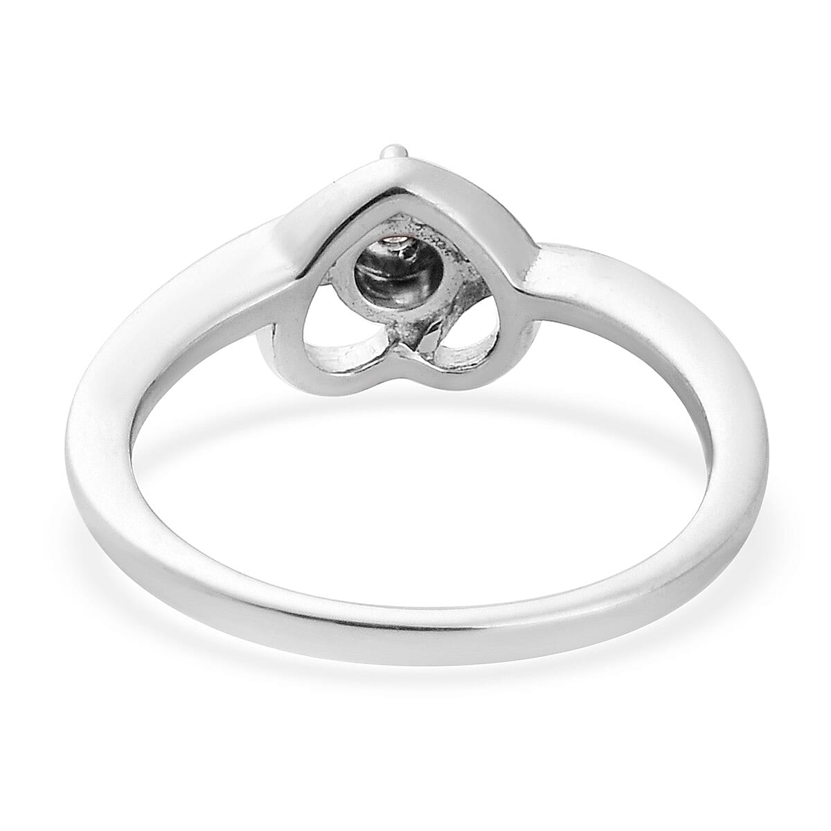 Diamond Heart Ring in Platinum Overlay Sterling Silver