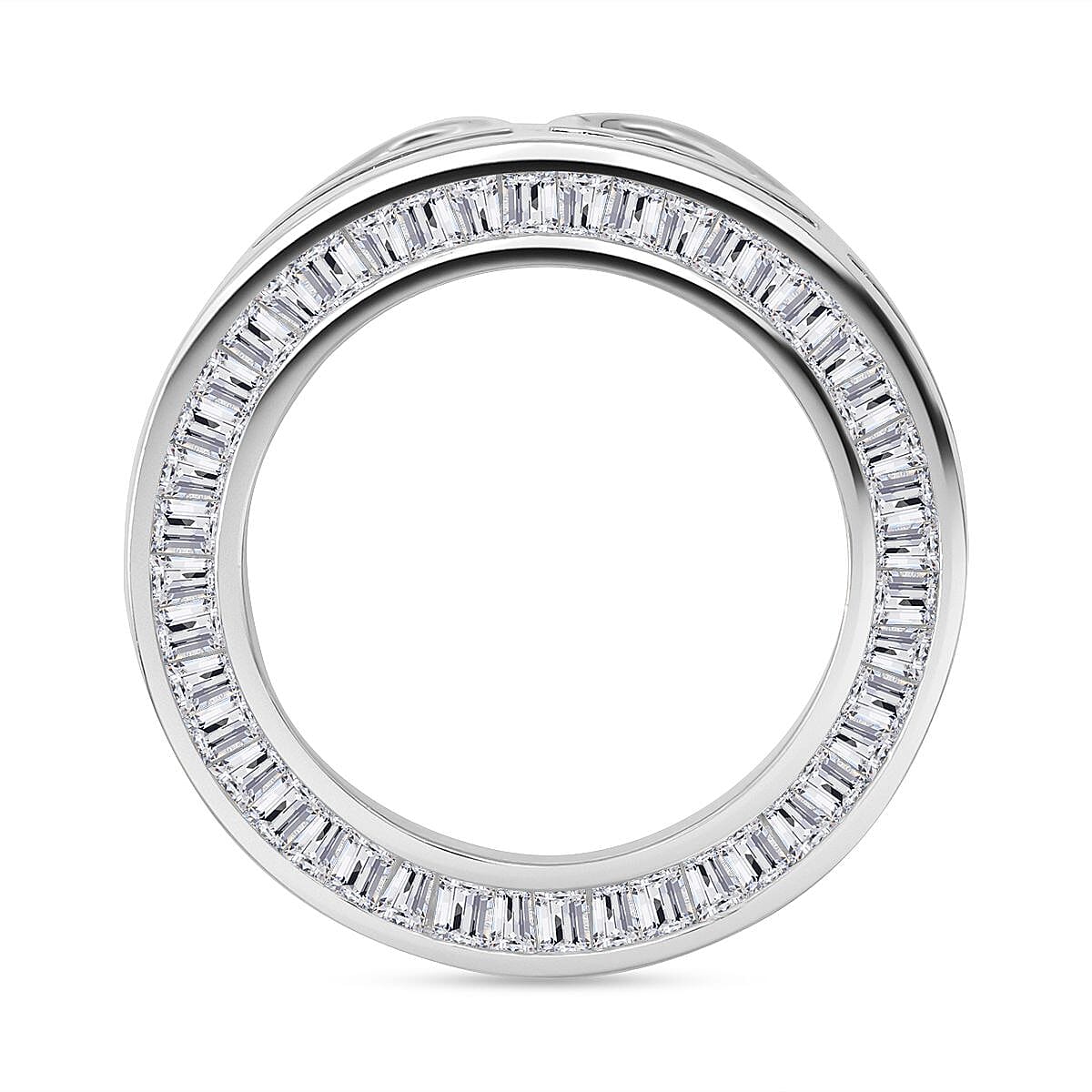 ELANZA AAA Simulated Diamond (Bgt) Circle Pendant in Rhodium Plated Sterling Silver