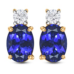 ILIANA 18K Yellow Gold AAA Tanzanite and Diamond Earrings (with Screw Back) 2.35 Ct.