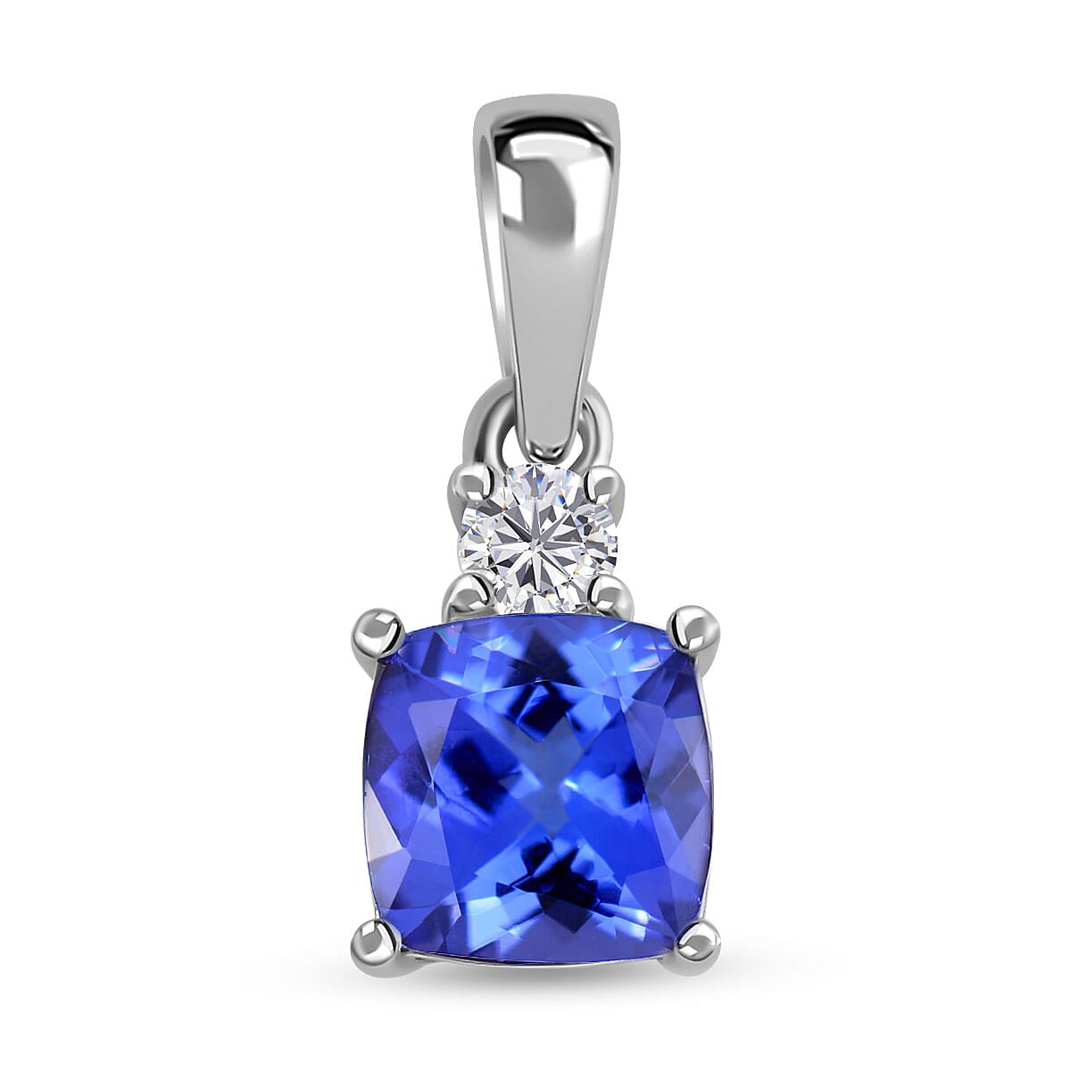 Blue Diamond, Diamond Cocktail Pendant in Rhodium and Platinum Over Sterling -1ct 海外 即決 - スキル、知識