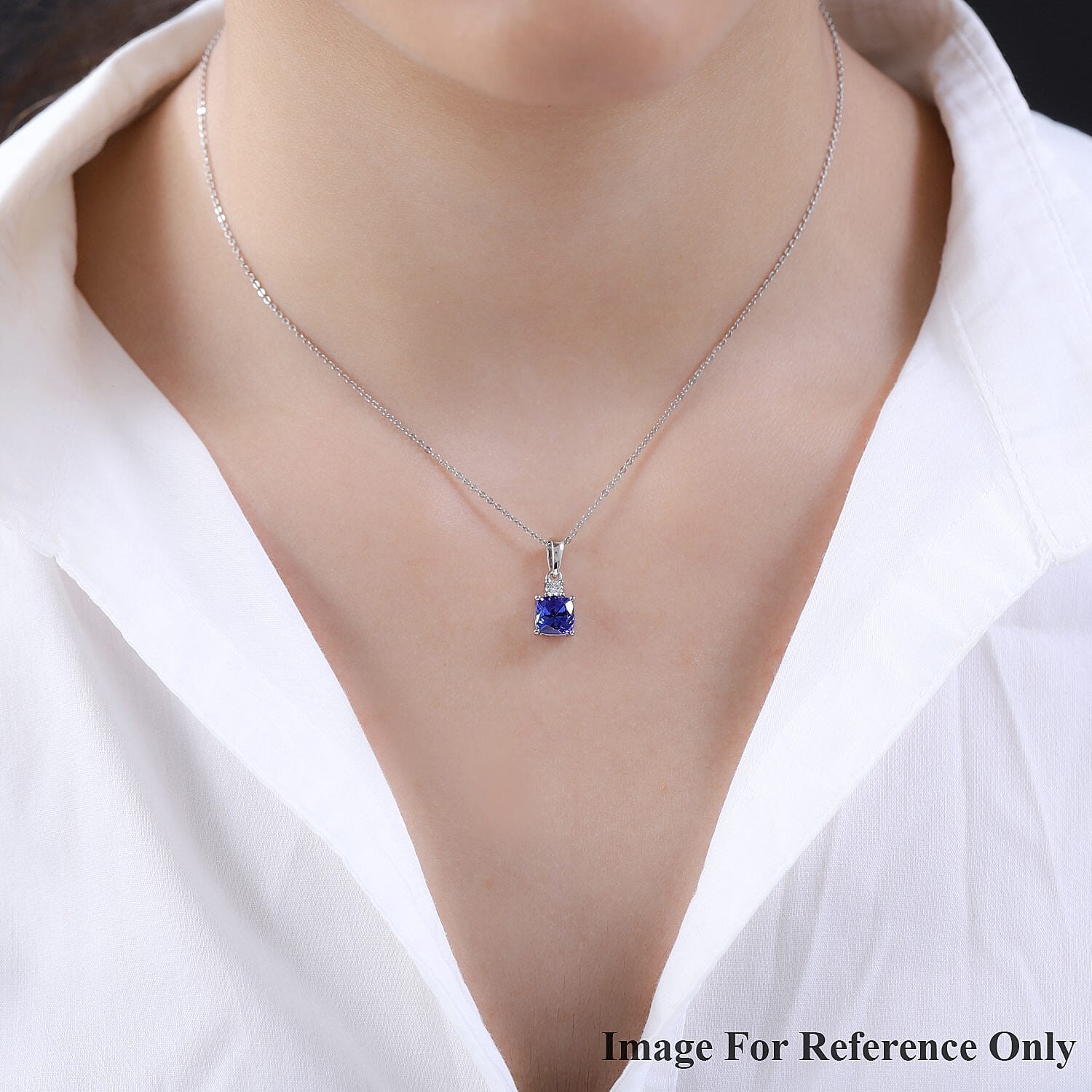 Blue Diamond, Diamond Cocktail Pendant in Rhodium and Platinum Over Sterling -1ct 海外 即決 - スキル、知識