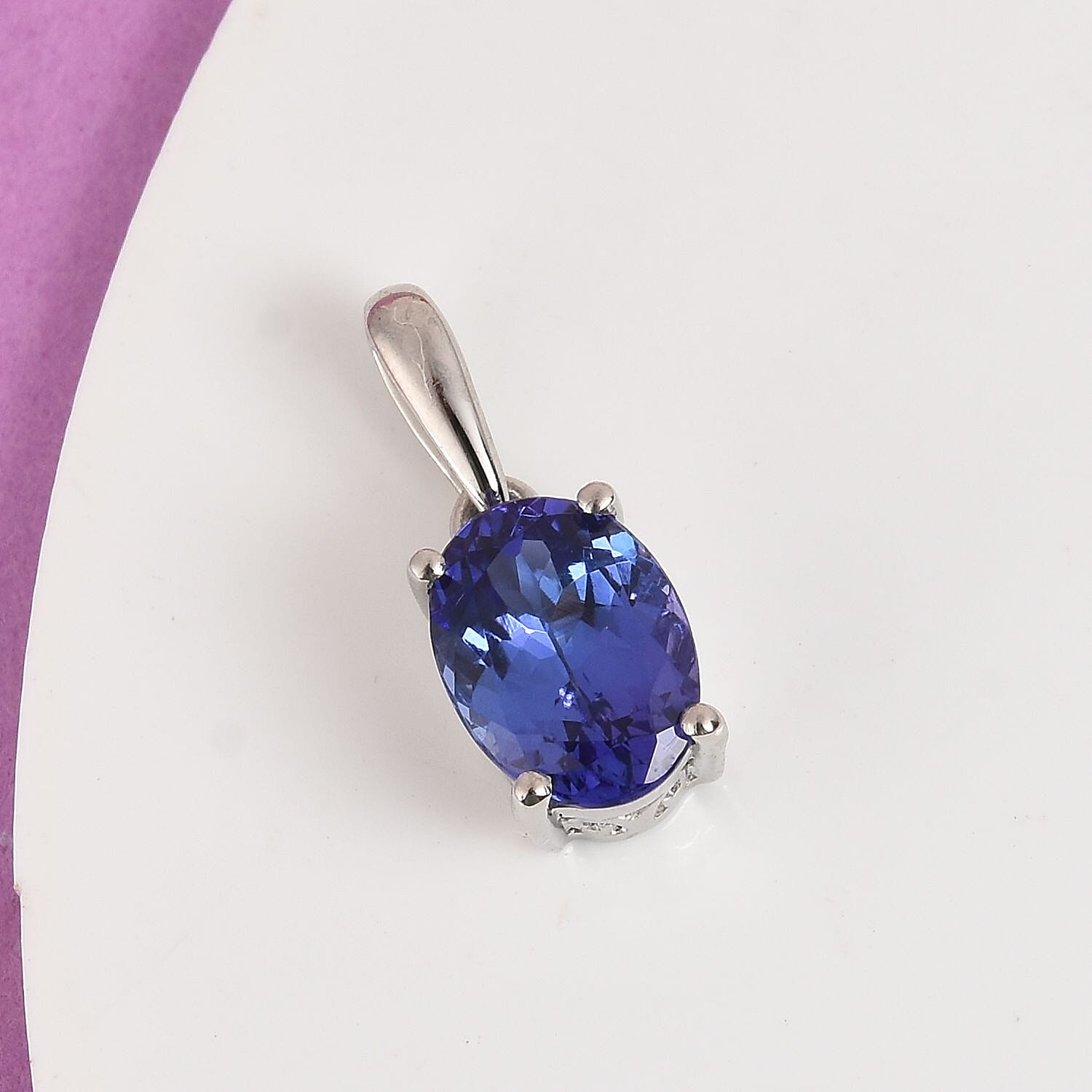 RHAPSODY 950 Platinum AAAA Tanzanite Oval Solitaire Pendant 1.00 Ct.