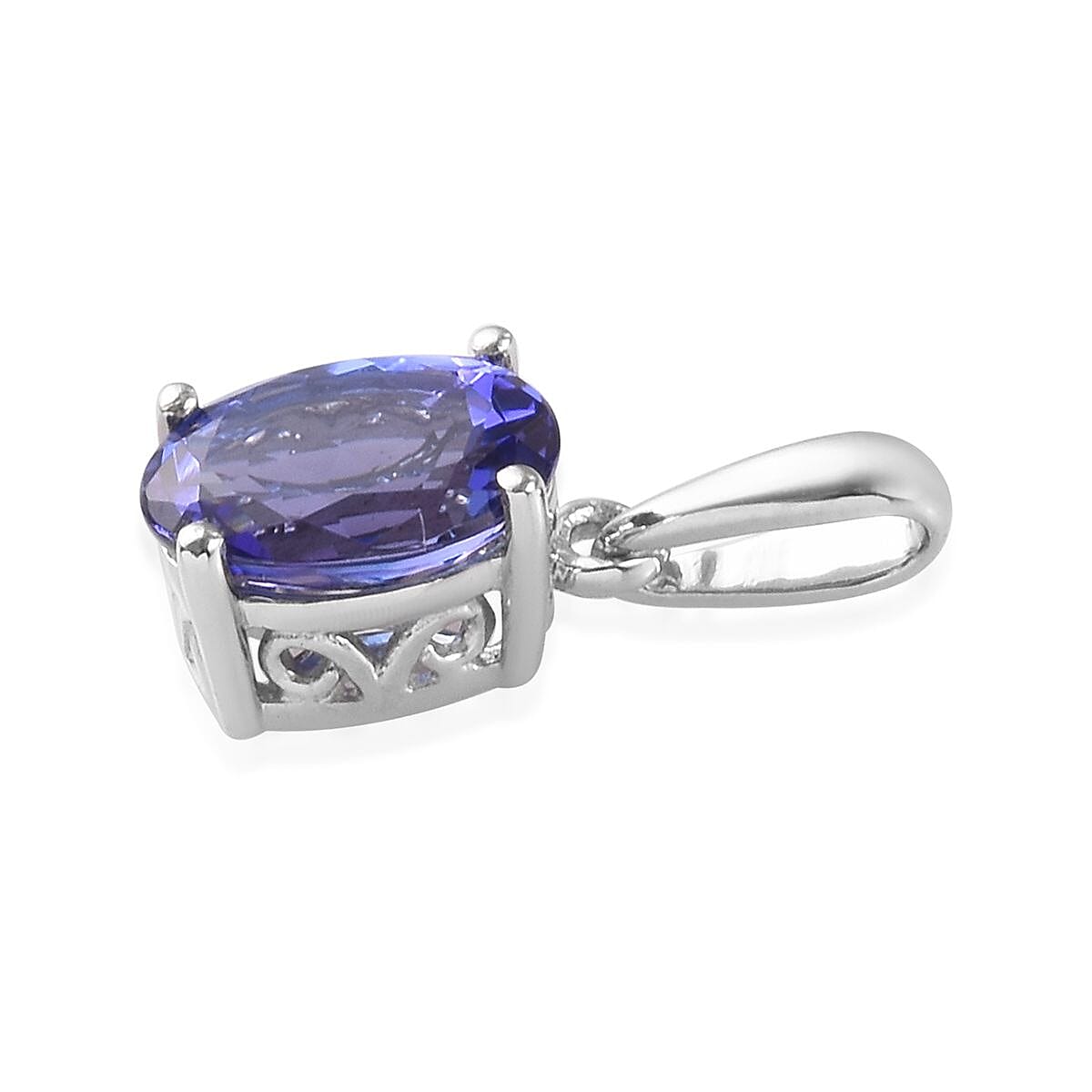 RHAPSODY 950 Platinum AAAA Tanzanite Oval Solitaire Pendant 1.00 Ct.