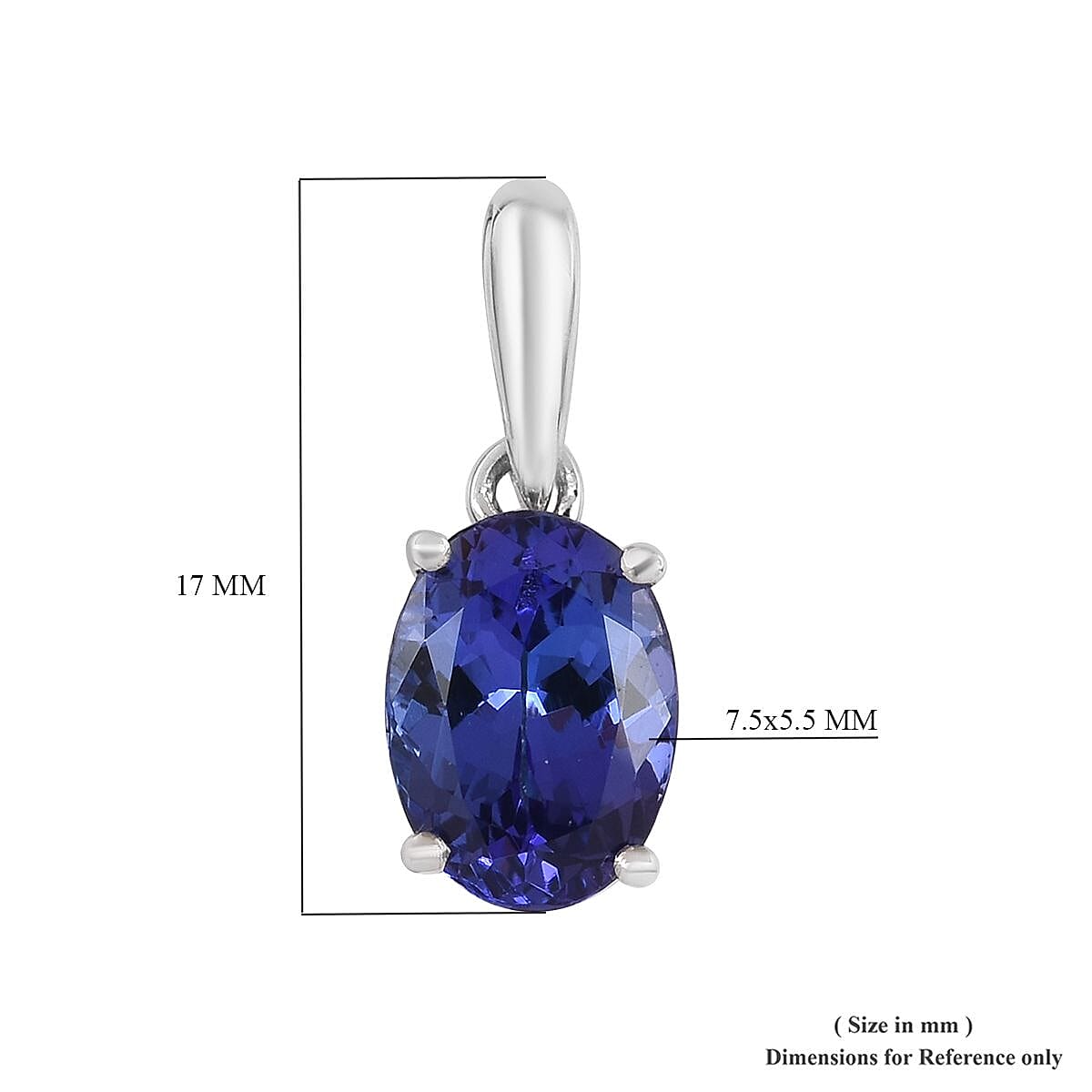 RHAPSODY 950 Platinum AAAA Tanzanite Oval Solitaire Pendant 1.00 Ct.