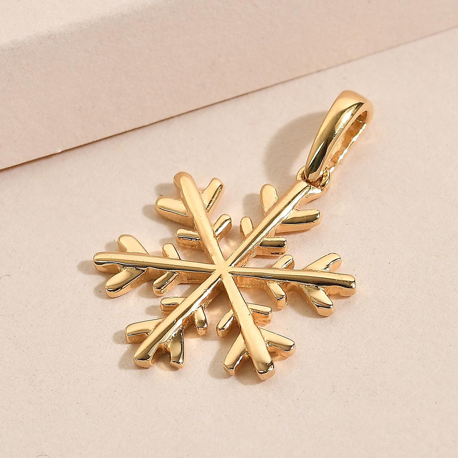 14K Gold Overlay Sterling Silver Snowflake Charm Pendant