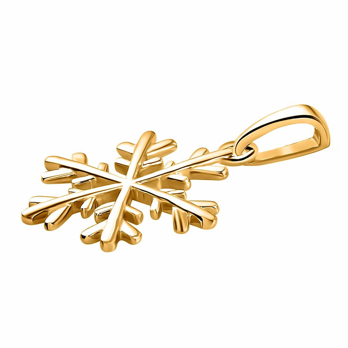 14K Gold Overlay Sterling Silver Snowflake Charm Pendant