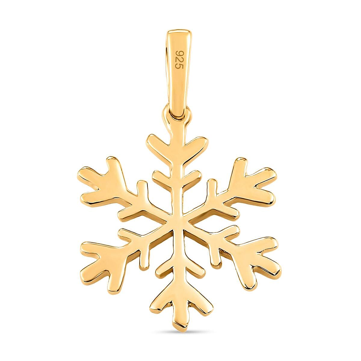 14K Gold Overlay Sterling Silver Snowflake Charm Pendant