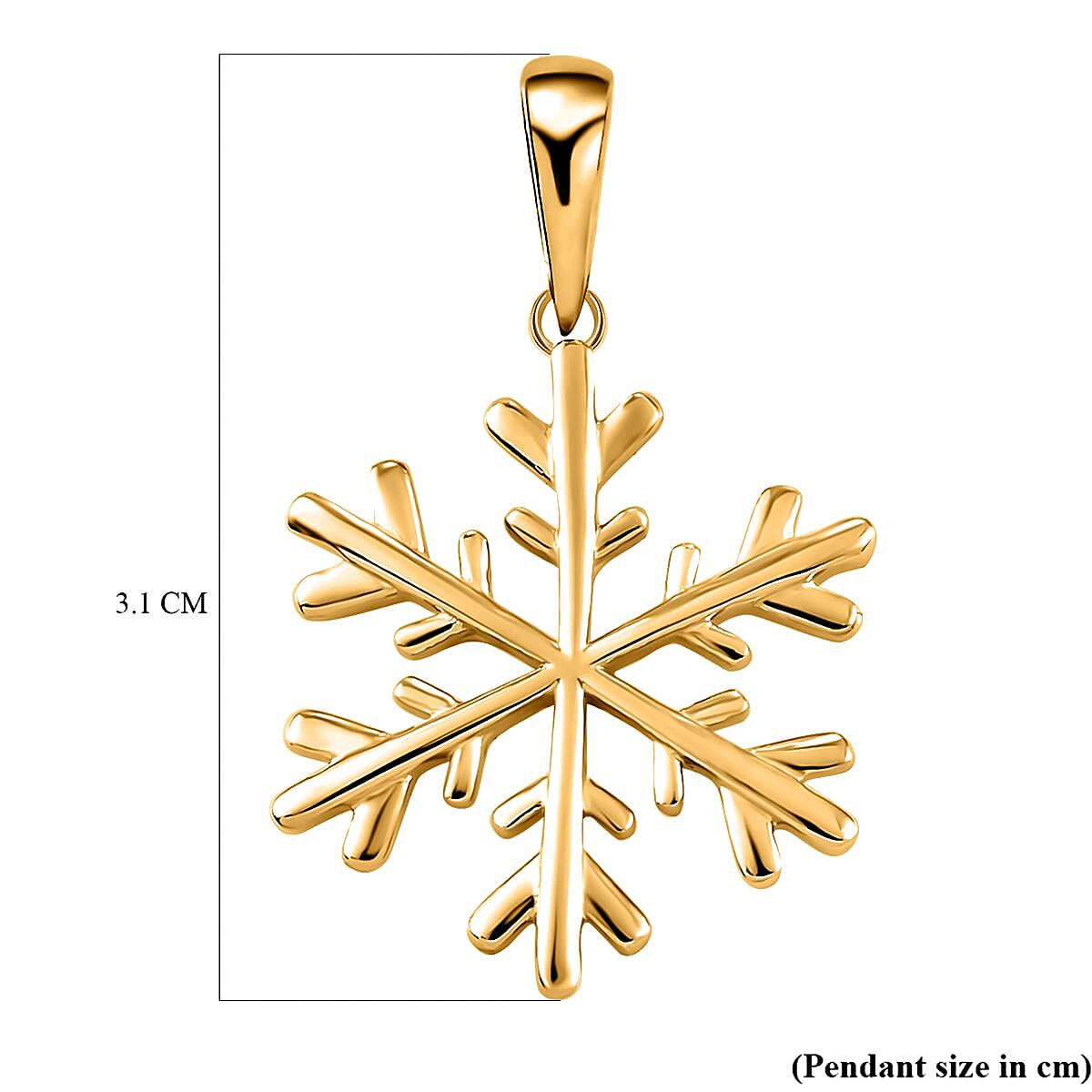 14K Gold Overlay Sterling Silver Snowflake Charm Pendant