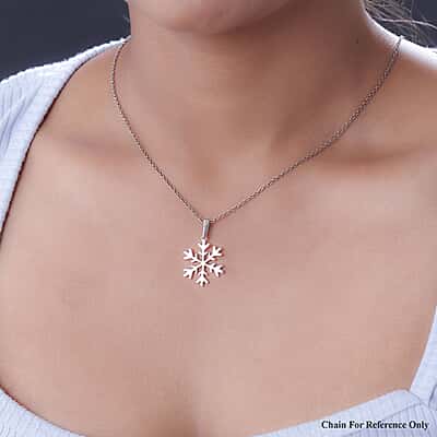 Snowflake Pendant in Platinum Plated Sterling Silver 2596884 TJC