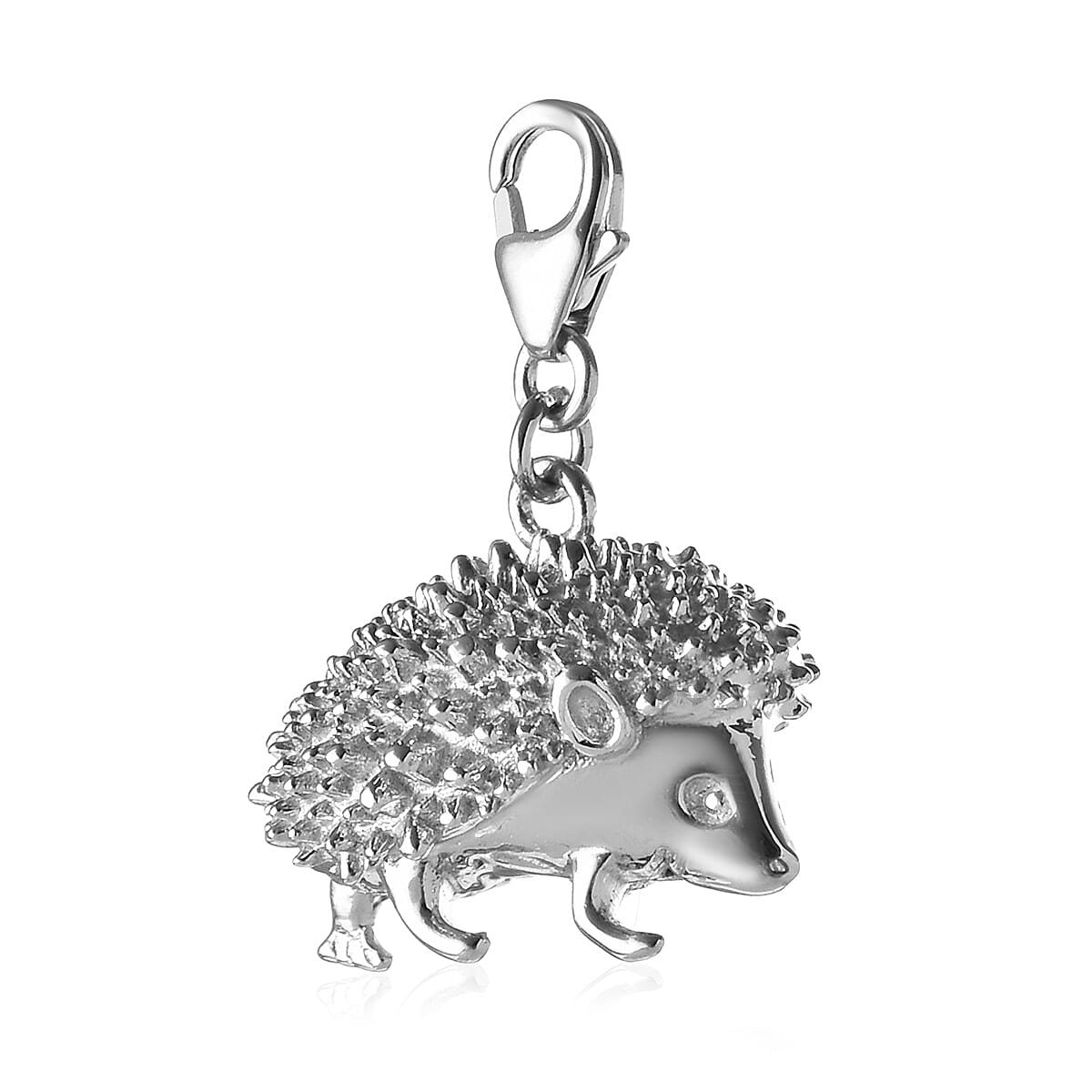 Platinum Overlay Sterling Silver Hedgehog Charm, Silver wt 6.00 Gms.