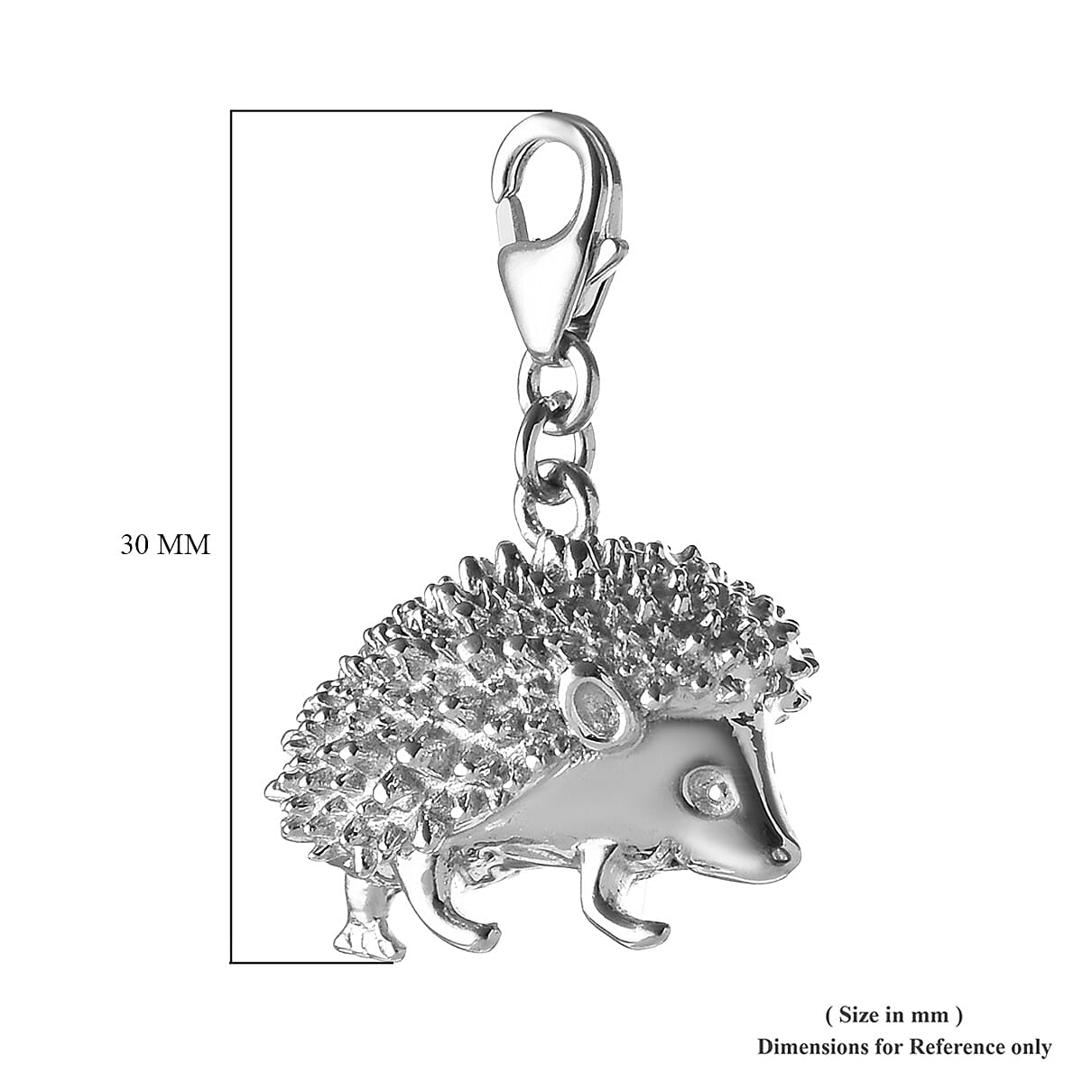 Platinum Overlay Sterling Silver Hedgehog Charm, Silver wt 6.00 Gms.