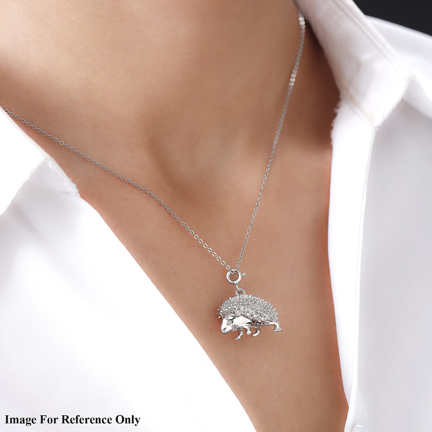 Platinum Overlay Sterling Silver Hedgehog Charm, Silver wt 6.00 Gms.