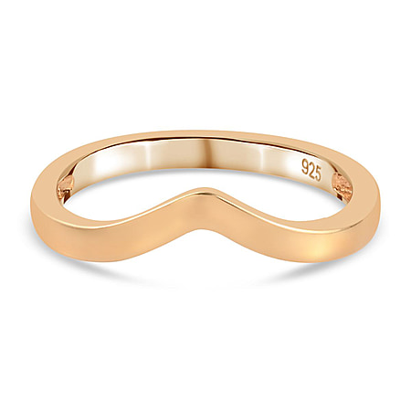 Wishbone V Shape Ring in Sterling Silver with 18K Vermeil Yellow Gold