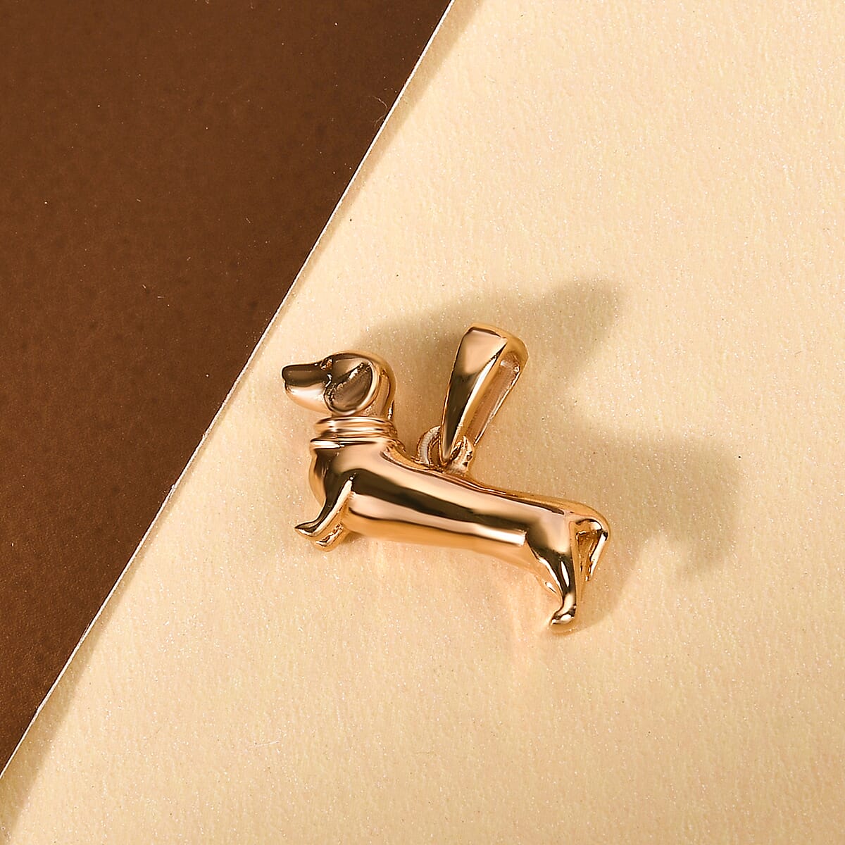14K Gold Overlay Sterling Silver Dachshund Dog Pendant