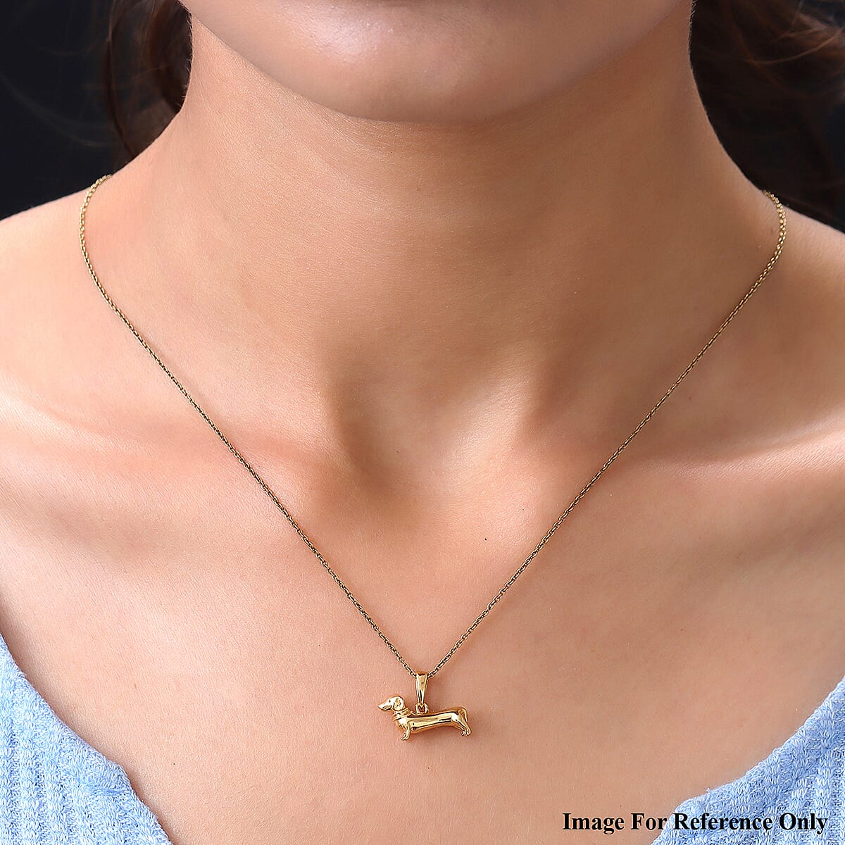 14K Gold Overlay Sterling Silver Dachshund Dog Pendant