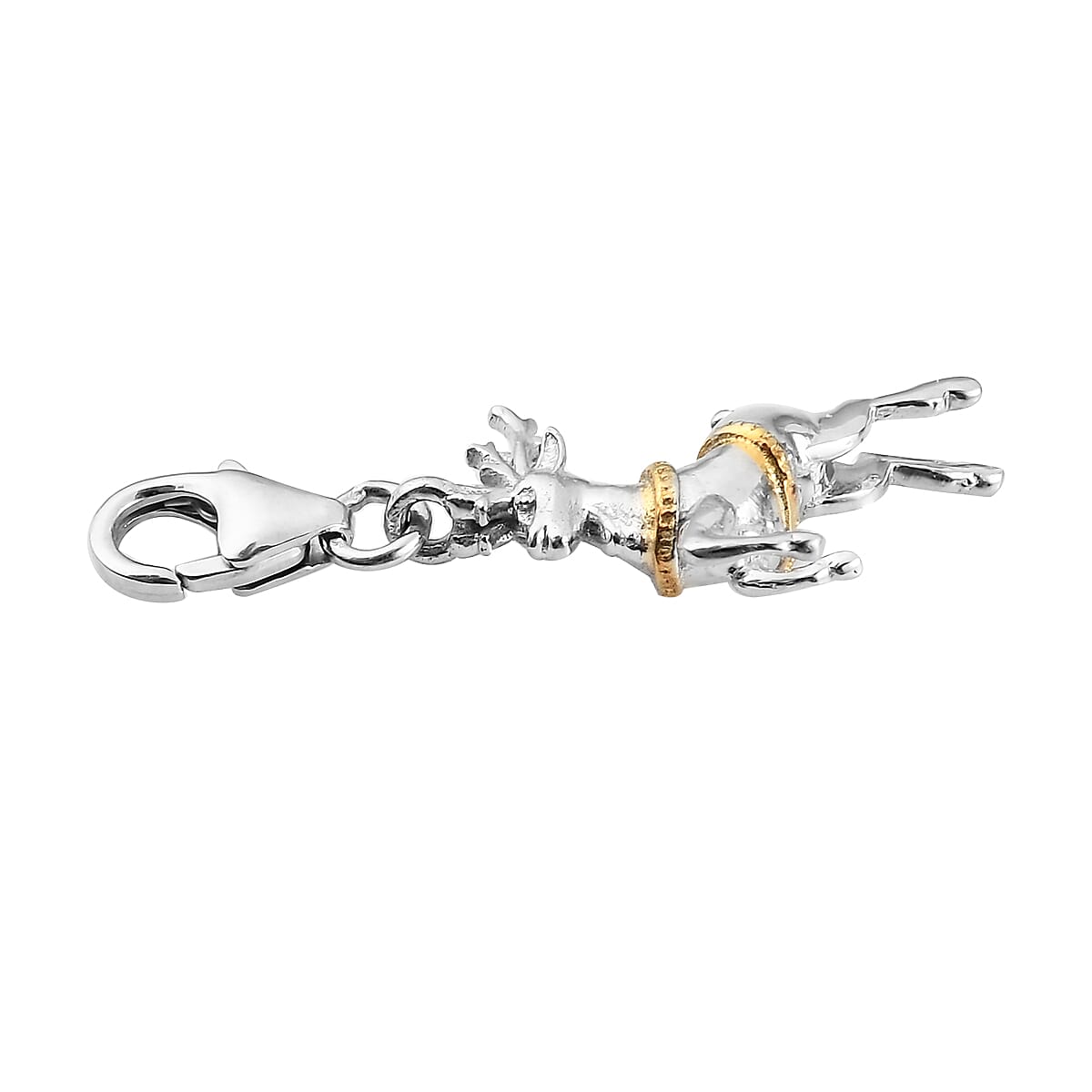 Deer Charm in 18K Vermeil Yellow Gold Plated & Rhodium Overlay Sterling Silver