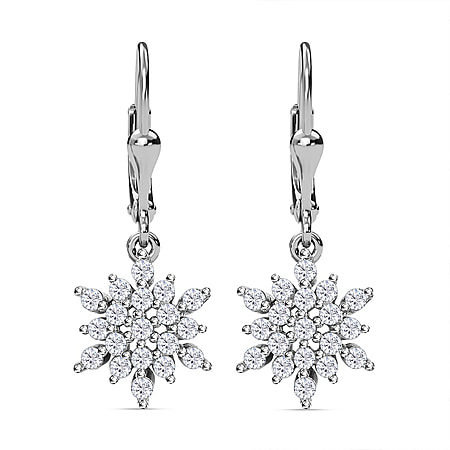 Natural Cambodian Zircon Earrings (with Lever Back) in Sterling Silver with Platinum Plating