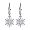 Natural Cambodian Zircon Snowflake Drop Earrings in Platinum Plated Sterling Silver