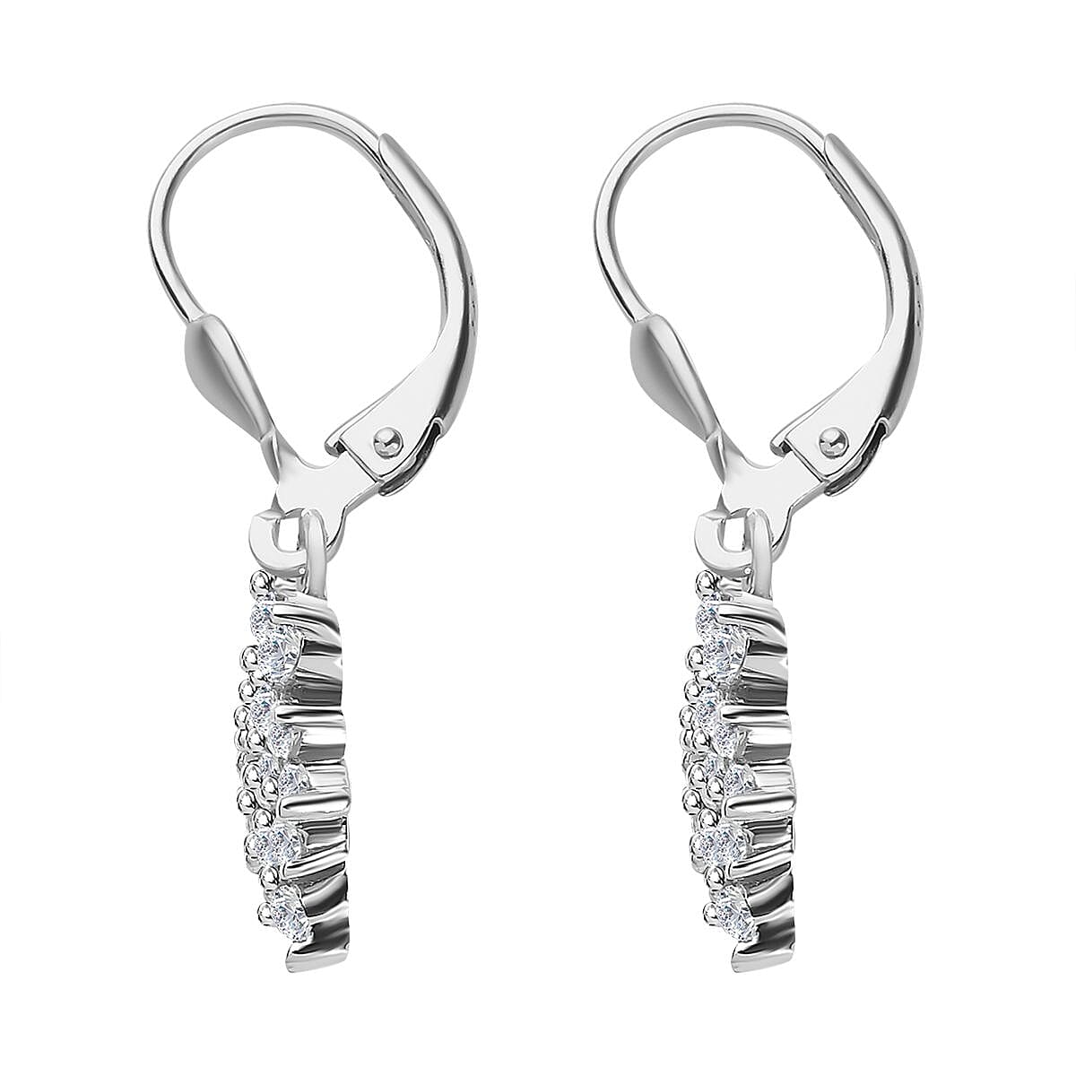 Natural Cambodian Zircon Snowflake Drop Earrings in Platinum Plated Sterling Silver