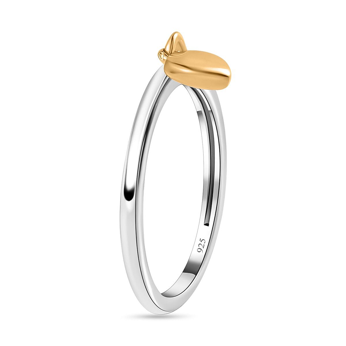 Sterling Silver Band Ring with Heart Charm