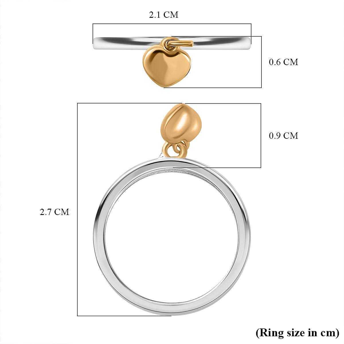 Sterling Silver Band Ring with Heart Charm