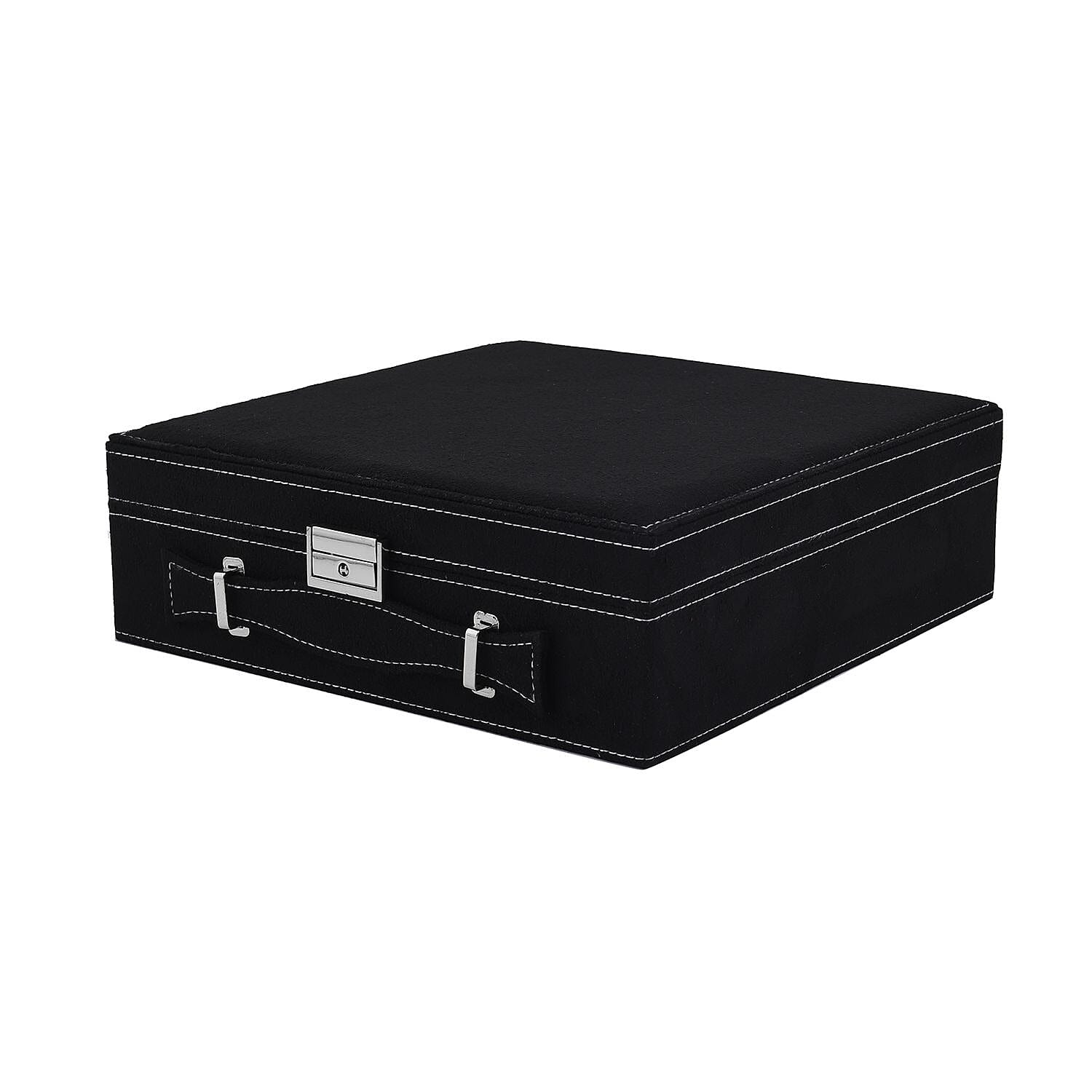2-Tier Anti-Tarnish Protective Layer Jewellery Box Organizer (26cm) - Black