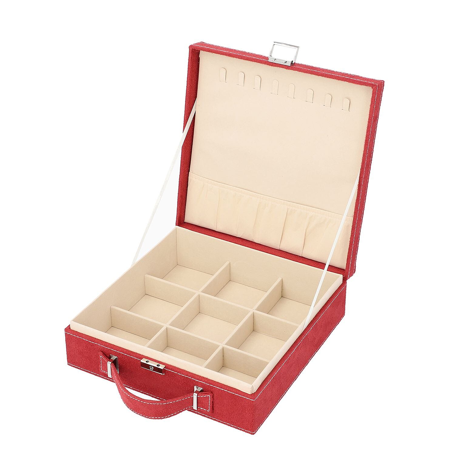 2-Tier Anti-Tarnish Protective Layer Jewellery Box Organizer (26cm) - Red