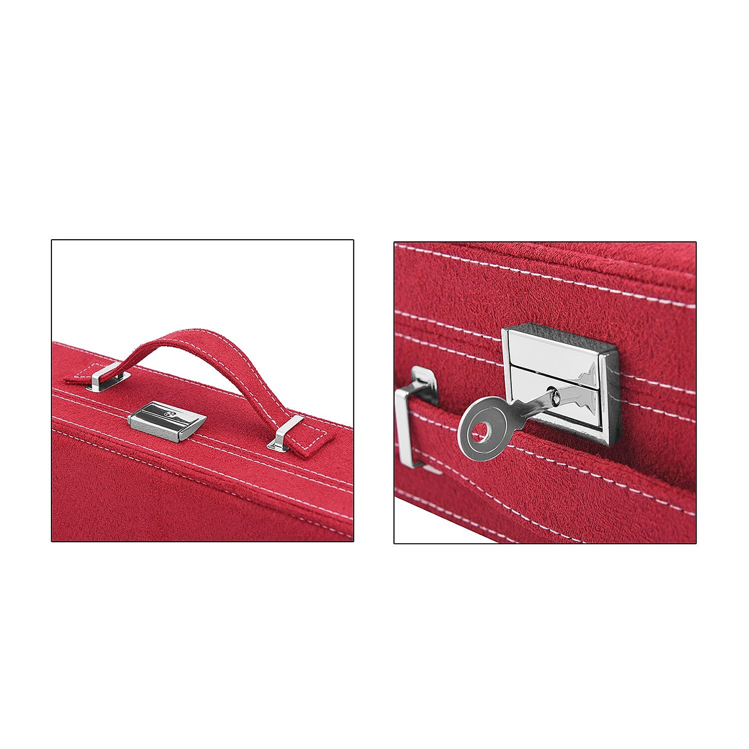 2-Tier Anti-Tarnish Protective Layer Jewellery Box Organizer (26cm) - Red