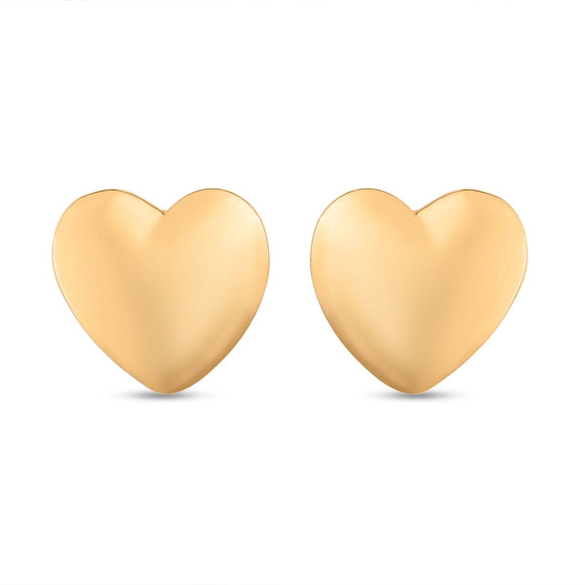 14K Gold Overlay Sterling Silver Heart Stud Earrings (with Push Back)