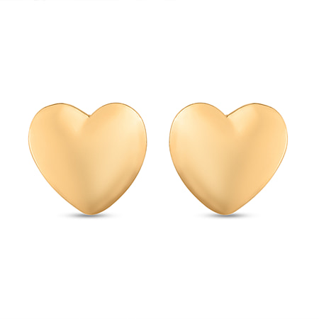 Heart Stud Earrings (with Push Back) in Sterling Silver with 18K Vermeil Yellow Gold