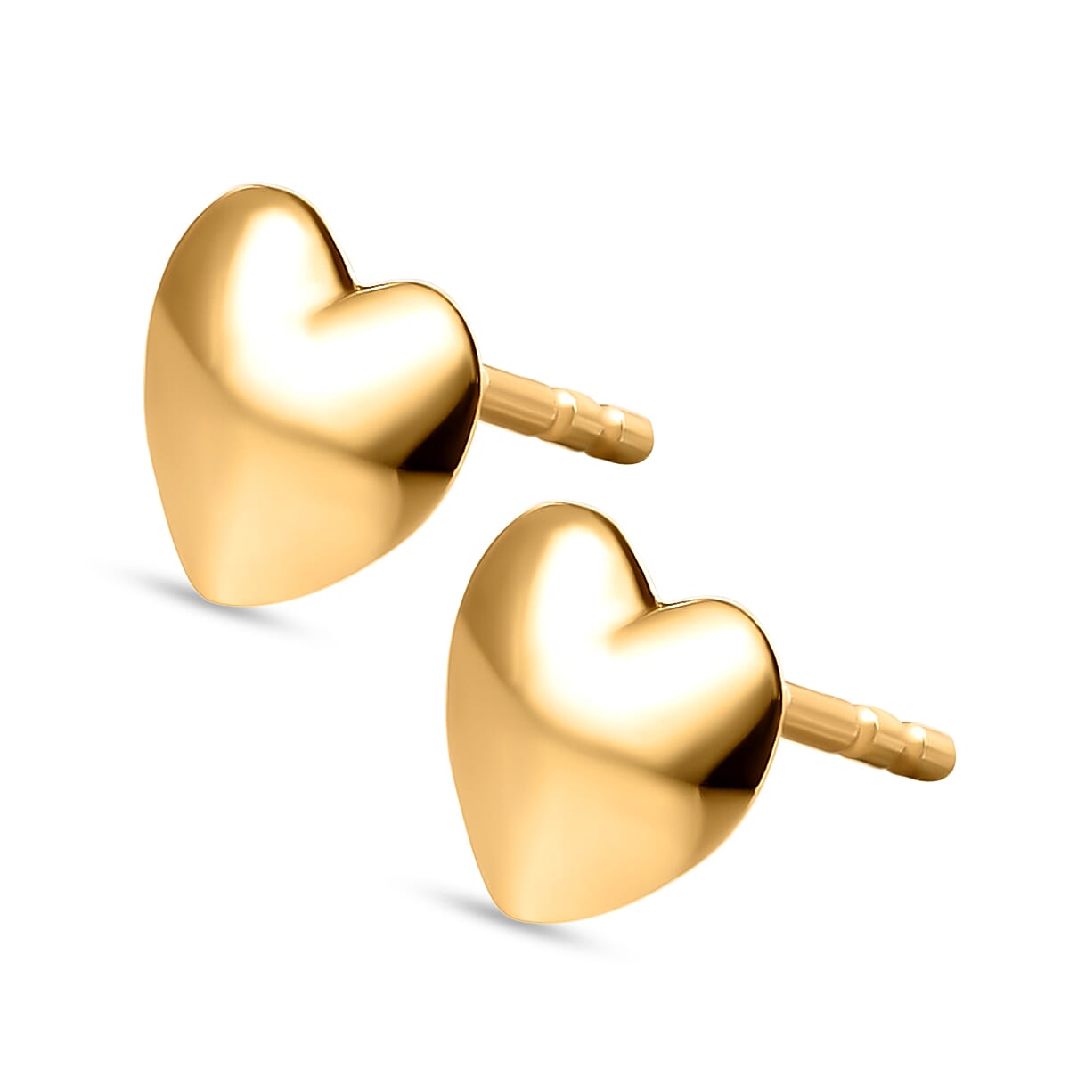 14K Gold Overlay Sterling Silver Heart Stud Earrings (with Push Back)