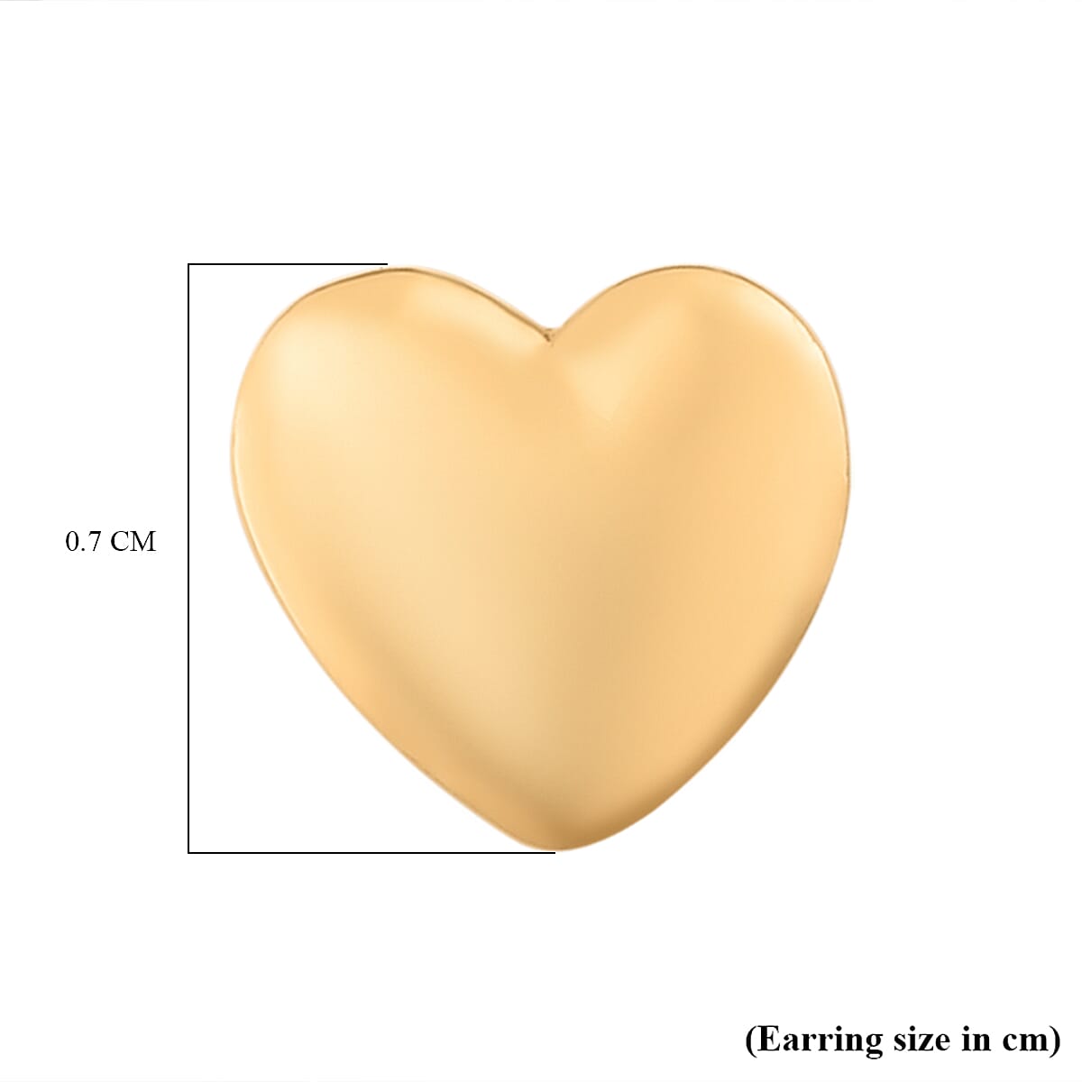 14K Gold Overlay Sterling Silver Heart Stud Earrings (with Push Back)