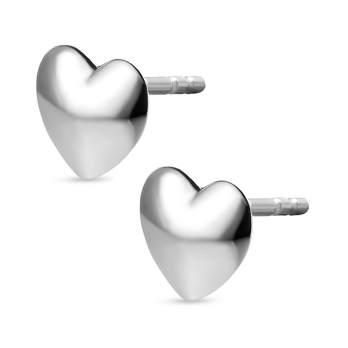 Heart Stud Push Back Earrings in Platinum Overlay Sterling Silver