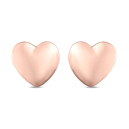 Heart Stud Earrings (with Push Back) in Sterling Silver in 18K Vermeil Rose Gold