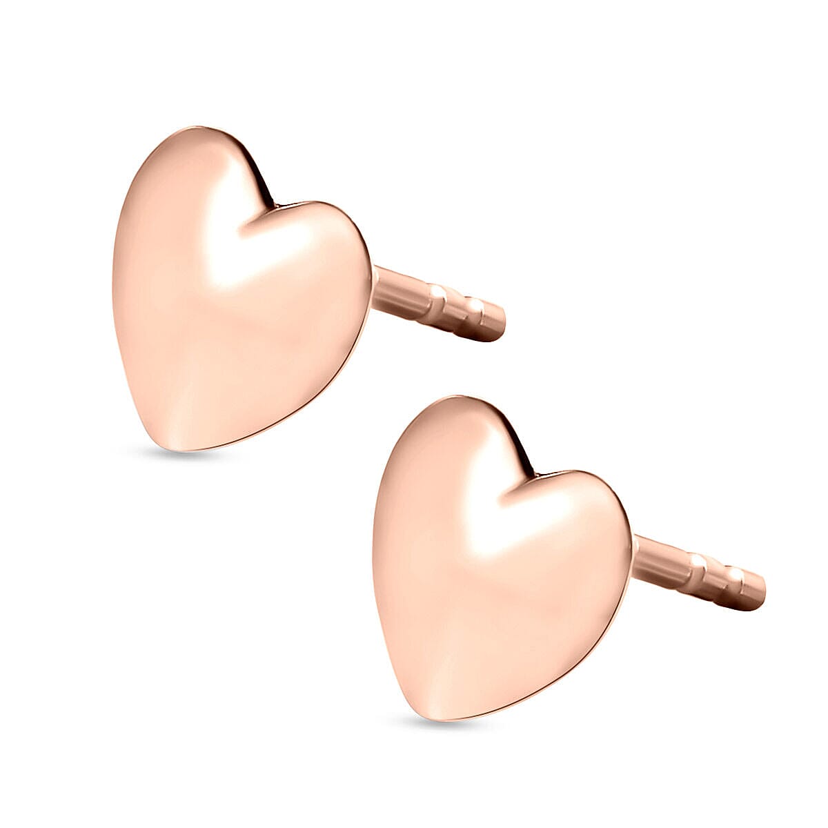 Heart Stud Earrings with Push Back in 18K Vermeil Rose Gold Plated Sterling Silver