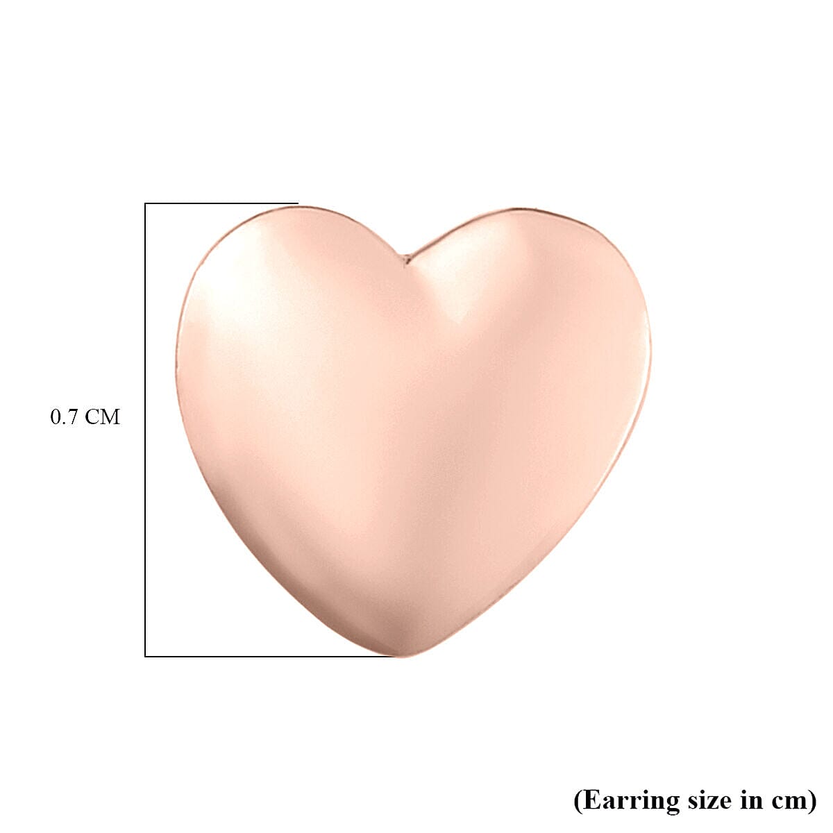 Heart Stud Earrings with Push Back in 18K Vermeil Rose Gold Plated Sterling Silver