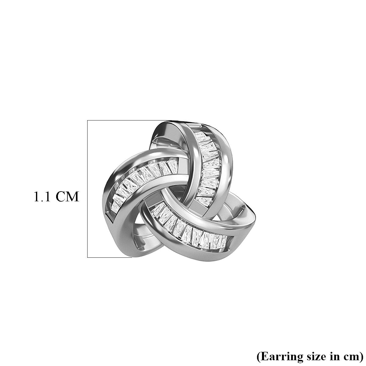 Diamond Triple Knot Stud Push Back Earrings in Platinum Overlay Sterling Silver