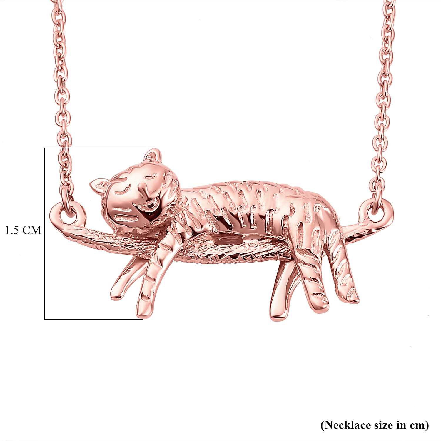 Rose Gold Overlay Sterling Silver Cat Necklace (Size 18), Silver wt 6.31 Gms.