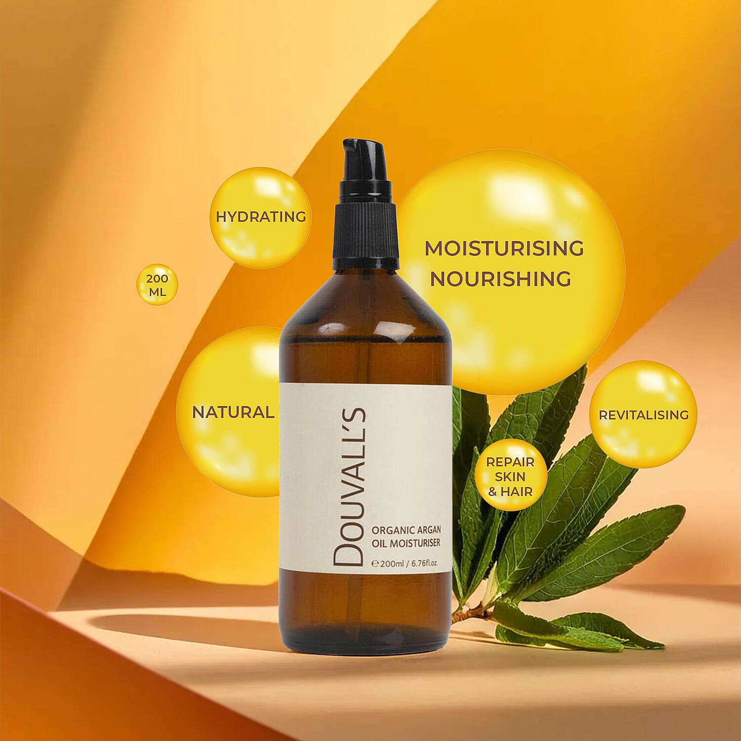 EXCLUSIVE SIZE TO TJC - Douvalls- 100% Pure Organic Argan Oil Moisturiser - 200ml