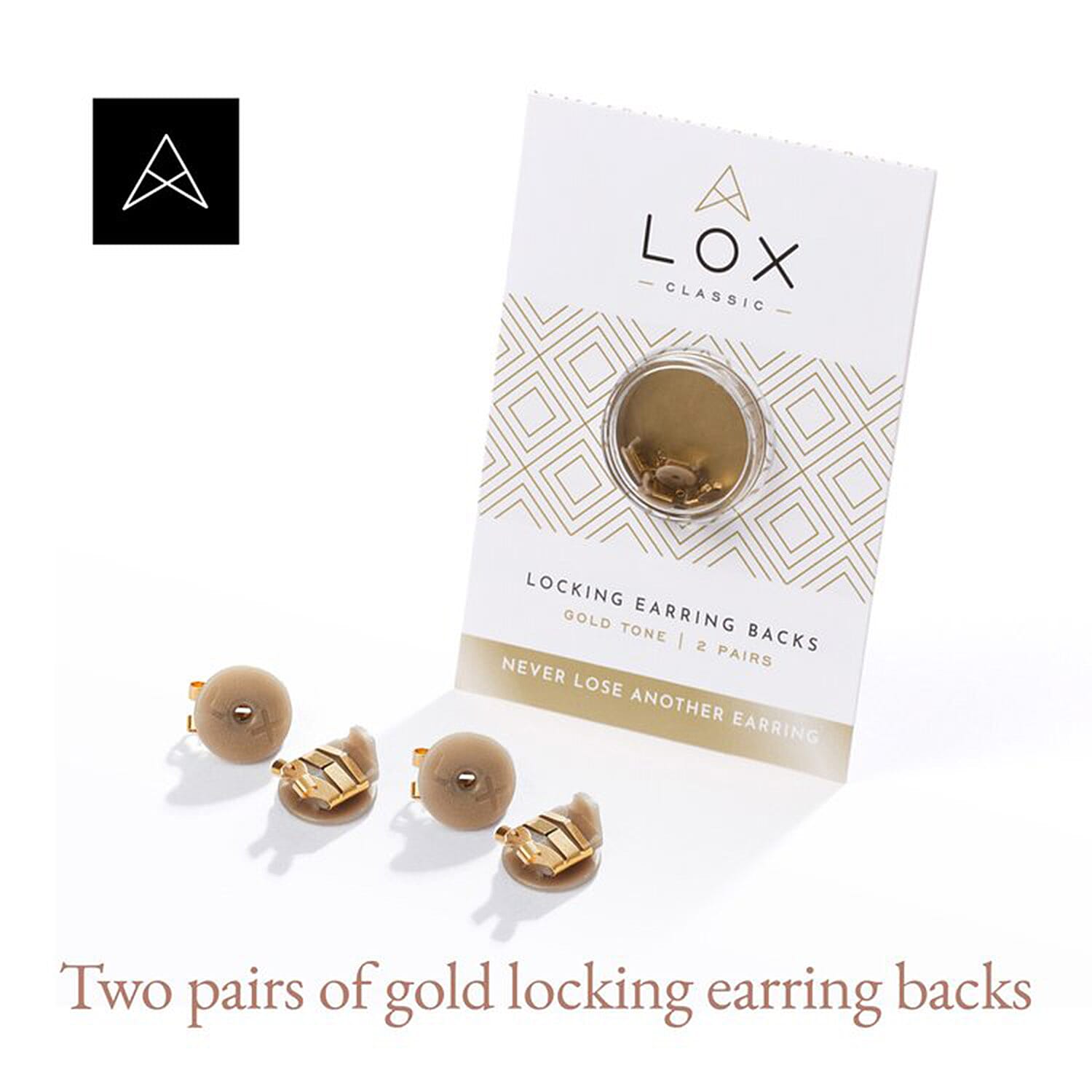 Connoisseurs LOX Secure Earring Backs - Set of Two Pcs Push Set in Gold Tone
