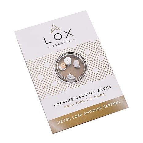 Connoisseurs LOX Secure Earring Backs - Set of 2 X Pairs Push Back Set in Gold Tone.